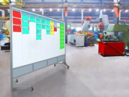 Lavagna trittico scorrevole su ruote MACRO LAVAGNA effetto "ardesia" - cm.550x208h 